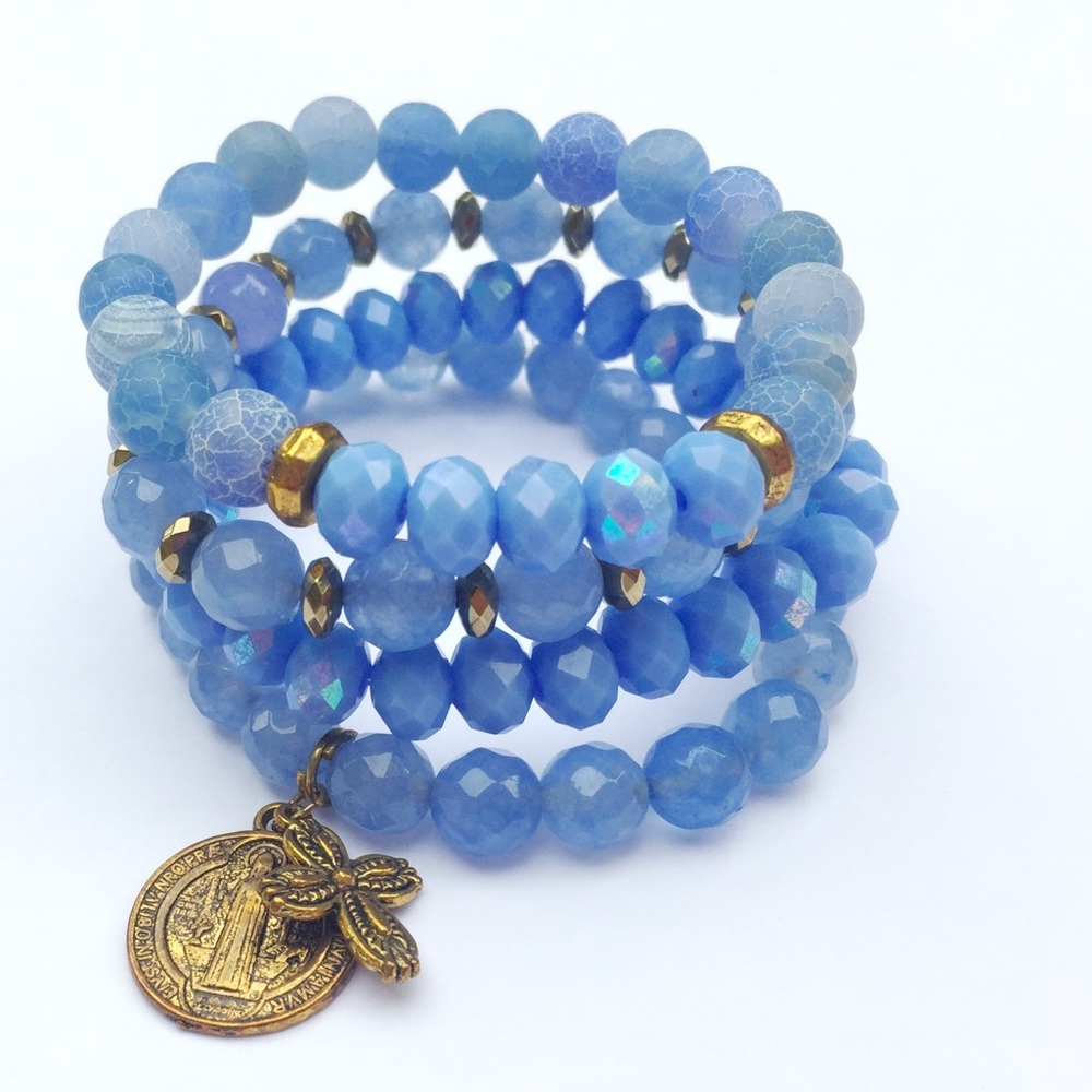 Handmade Sky Blue Bracelet Stack